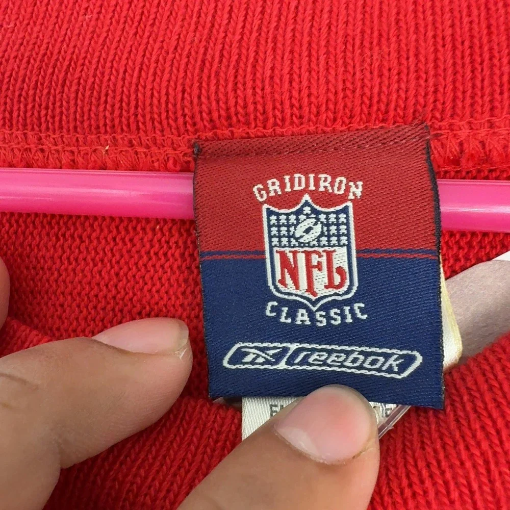 New England Patriots Reebok Jersey L Red Cotton Steve Grogan Heavyweight Vintage